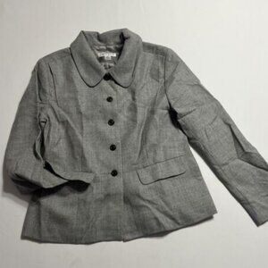 Pendleton Petite Womens Suit Jacket Blazer Gray Size 8 Pockets USA 100% Wool